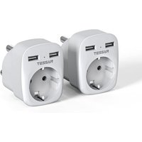 CMWX-2 Pack Adaptateur Afrique du Sud France avec USB, 3 en 1 Adapter avec 2 USB, 2500W Prise France vers Afrique du Sud, Adapter Type M pour