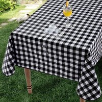 Nappe Exterieur Impermeable Jardin Rectangulaire Toile Cirée 140x180 Cm Carreaux Noir Et Blanc Anti Tache Plastique Nappe 350gsm Lavable,Pour