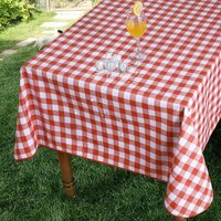 Nappe Exterieur Impermeable Plastique Rectangulaire Toile Cirée 100 X 140 Cm Carreaux Rouge Et Blanc Anti Tache Lavable 350gsm, Pour Table De