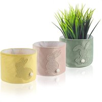 TRAHOO-® 3X Jardinières de Pâques - Panier de Pâques avec Lapin de Pâques à Offrir