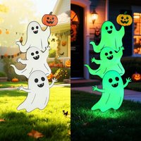 TRAHOO-Grande Métal Fantôme Halloween Décoration 97CM Type Empilé Fluorescent Métal Fantôme pour Halloween Exterieur Le Jardin Decoration