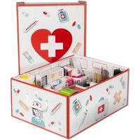 MEVRONISSHOP-PHARMA ORGANIZER - Boîte de Rangement avec Couvercle, Organisateur de Médicaments, Boîte à Pharmacie en Carton, 32 x 42 x 17,5 cm, Blanc