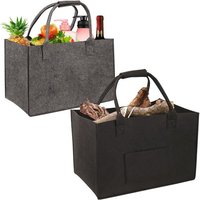 Lot de 2 sacs en feutre pour bûches de cheminée,sacs à provisions robustes en feutre,utilisation universelle,pliables