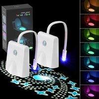 Veilleuse pour toilettes,16 couleurs,LED,avec détecteur de mouvement,lampe de projecteur,étanche à piles (2 pièces)