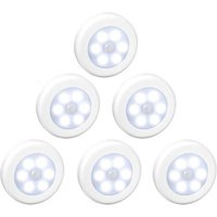Lot de 6 lampes LED sans fil avec détecteur de mouvement pour escaliers,couloir,placard,cuisine,chambre à coucher-Coquille blanche