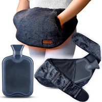 Hot Water Bottle-1.5L Luxury Hot Water Bottle Belt-Soft and Portable for Menstrual Pain Relief (Black)