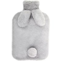 2L Bouillotte avec Housse en Peluche Douce,Bouillotte en Peluche Lapin,Bouteille D'eau Chaude Remplissable de 2 Litres,Sûre et Durable,Idéale pour