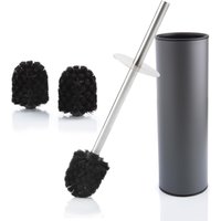 Toilet Brush with 2 Replacement Heads-Toilet Brush with Stainless Steel Broom Holder-Luxury Bathroom Accessories-Fenced Concept of Toilet