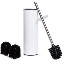 Toilet Brush with 2 Replacement Heads-Toilet Brush with Stainless Steel Broom Holder-Luxury Bathroom Accessories-Fenced Toilet Brush Concept