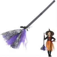 1 balai d'Halloween et de cosplay-Accessoire pour cosplay-Jouet de nettoyage-Balai de sorcière-Modèles de costume de sorcière-Violet-En