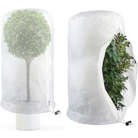Lot de 2 protections hivernales pour plantes, protection contre le gel, protection hivernale pour plantes, grand sac de plantes en pot, 60 x 80 cm