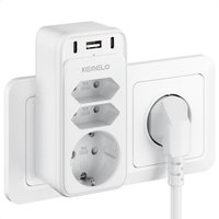 6 En 1 Multiprise Murale, Multiprise Electrique Avec 3 Sortie Ac Et 3 Ports Usb, Multiprise Parafoudre Pour Bureau, Cuisine, Chamb