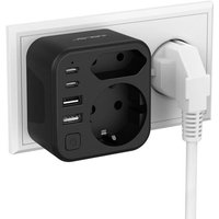 Multiprise Murale Usb,6 En 1 Prise Usb Murale 2 Prises Avec 2 Ports Usb A, 2 Ports Usb C(3,4A 17W) Compact Multiprise Murale Avec