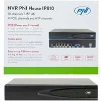 Enregistreur vidéo réseau (NVR) PoE PNI House IP810 : 10 canaux 4K 8MP, 4 canaux PoE et 6 canaux IP avec fonctions IA