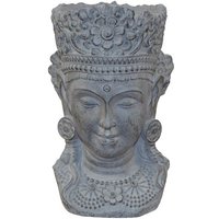 Pot De Fleurs Décoratif Tête De Bouddha Polyresin Gris 43 Cm Dec050055