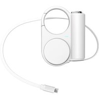 Portable 5000 Mah Power Bank Mobile Power Telescopic Self-Cable Charging Treasure Outdoor Small, White