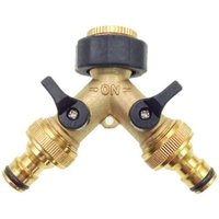 Adaptateur de robinet à 2 voies en laiton, adaptateur de robinet de jardin à double robinet avec vannes marche/arrêt individuelles pour la maison, la