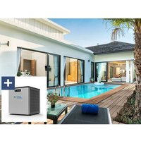 Piscine bois rectangle " Aruba 140 "- 5.00 x 3.00 x 1.38 m + Mini pompe à chaleur 3.5kW - Métal - Gris