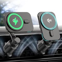 ¿Qi2-Certifié¿15W Support Telephone Voiture Induction, Rapide Chargeur Magsafe Rotation À 360° Fonction De Charge, Fil Grille D'Aération Magnétique