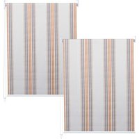 Lot De 2 Stores Enrouleurs Pour Fenêtre Avec Kit De Montage 120 X 230 Cm Protection Solaire Opaque Gris/Marron/Orange 04_0007443