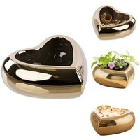 Pot En Céramique Doré En Forme De C?Ur, 23 Cm, Émaillé, Décoration De Noël