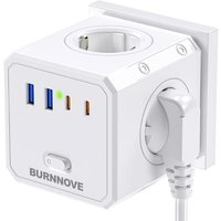 JEXNOVASHOP-Multiprise 8 en 1 Cube de Prise 4000W Multiprise Cube Murale USB C sans Fil 16A 4 Prises AC 2 USB 2 Type C avec Interrupteur Voyant