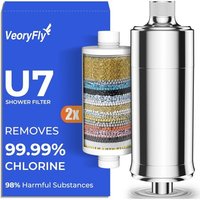 JEXNOVASHOP-Filtre de Douche 99% Chlore Éliminé, 2 Cartouches, Filtre Anti Calcaire Douche, Adoucisseur d'Eau Dure, Améliore Peau et Cheveux,