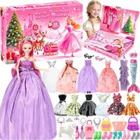 JEXNOVASHOP-Calendrier de l'Avent 2025 pour Fille, 24 Surprises avec Poupée Tendance, Vetement et Accessoire, Calendrier de l'Avent de Noël pour