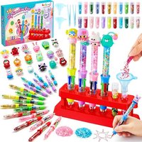 JEXNOVASHOP-Fabrique a Stylo, 18 Atelier des Stylos Personnalisé avec Recharge 4 couleurs, Loisir Creatif Enfant, Activite Manuelle Enfants 5-12 Ans,