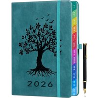 JEXNOVASHOP-Agenda 2026 Semainier A5 ¿ Planification Hebdomadaire et Mensuelle, avec Onglets Colorés, Pages en Couleurs, Pochette de Rangement et