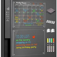 JEXNOVASHOP-Lot de 2 Calendrier Magnétique Frigo, 40 x 30cm Planificateurs Magnétiques et Mémo, Tableau Transparent Effaçable à Sec en Acrylique,