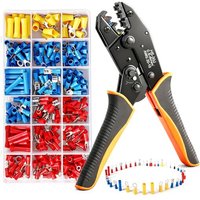 JEXNOVASHOP-Pince à Sertir, Pince à Sertir à Clique 0,5-6 mm² avec Boîte, 18 Types, 350pcs Cosses Electriques, Sertisseuse Electrique, pour