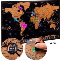 JEXNOVASHOP-Atlas&Green-Planisphère à gratter de haute qualité, ultra détaillé avec tous les États des États-Unis, kit d'accessoires et tube, 70 x 42
