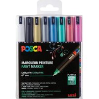 JEXNOVASHOP-Set de 8 Marqueurs PC1MR Pte calibrée extra-fine Couleurs Métallisées