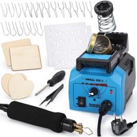 JEXNOVASHOP-939-II Kit de Station de Pyrogravure sur Bois avec Stylo de Pyrogravure en Bois à Température Réglable, Poignée Souple, 20 Pointes en