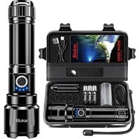 JEXNOVASHOP-Lampe Torche LED Ultra Puissante Super Lumineux, Lampe de Poche Rechargeable 5000mAh Batterie, LED Torche IPX6 Étanche, 5 Modes &