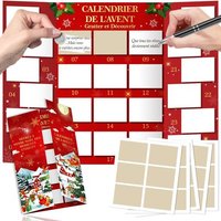 JEXNOVASHOP-Calendrier de l'Avent à Gratter 2025, Bricolage Calendrier de l'Avent à Remplir Soi-Même 24 Noël Calendriers Vide pour Gratter Bricolage
