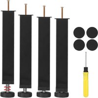 JEXNOVASHOP-4Pcs Pied de Lit 20 cm à Visser, Pied Sommier à Lattes Meubles en Métal avec Patins en Caoutchouc Antidérapants et Tournevis, Noir