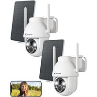 JEXNOVASHOP-2PCS 2K Camera Surveillance WiFi Exterieure sans Fil sur AI Détection Humaine, Vision Nocturne Couleur, Audio Bidirectionnel, 2.4GHz