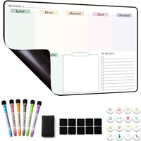 JEXNOVASHOP-Calendrier Magnetique Organisateur Tableau Frigo, Planning Semaine Magnetique, Planificateur de Menus/Repas, Planificateur Hebdomadaire,
