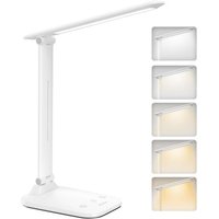 JEXNOVASHOP-Lampe de Bureau LED - Doux pour les Yeux,Lampe Tactile avec Minuterie & Mémoire,5 Modes d'éclairage & Luminosité Réglable,Alimentation