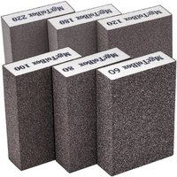JEXNOVASHOP-6pcs Éponge de ponçage, Cale a poncer kit Polissage Grain 60/80/100/120/180/220 spécifications lavables et réutilisables