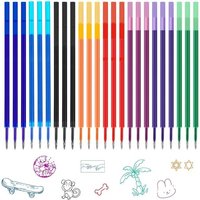 JEXNOVASHOP-24x Mines de Rechange Effaçables,Compatible Avec Legami, Pointe 0,7 mm, Hauteur 13 cm,Encre gel thermosensible (Multicolore)
