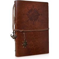 JEXNOVASHOP-Carnet de Notes A5 en Cuir Synthétique avec Papier Kraft Rechargeable Vintage Rechargeable Relié Beau Journal de Voyage Journal à Anneaux