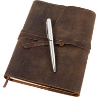 JEXNOVASHOP-Carnet de Notes Rechargeable, Carnet de Voyage d¿Écriture en Cuir avec Couverture et Stylo, Journal Intime Cuir A5 en Papier Ligné Relié,