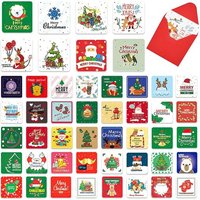 JEXNOVASHOP-48PCS Mini Cartes de Voeux de Noël avec Enveloppes, 48 Style Mini Carte de Voeux de Noël, 7 x 7 cm Carte de Joyeux Noël Carte Voeux Noel