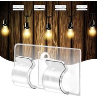 JEXNOVASHOP-Lot de 60 Crochets pour Lumières D'extérieur, Crochets pour Guirlandes Lumineuses D'extérieur, Clips Câbles Autocollants pour Éclairage