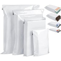 JEXNOVASHOP-60 x Sacs Pochettes d'Envoi Colis Vinted en 4 Tailles, Enveloppes Plastique d'Expédition Auto-Adhésives, Blanches Opaques pour Vêtements,