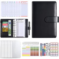 JEXNOVASHOP-Classeur budget A6, budget planner,Avec 12 feuilles de budget et 8 poches à fermeture éclair transparentes, adaptées pour ranger de