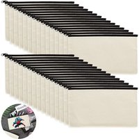 JEXNOVASHOP-Lot de 30 Pochette Tissu Zippée Trousse Personnalisable, 12×21CM Trousse en Tissu de Rangement, Pochette Maquillage à Personnaliser,